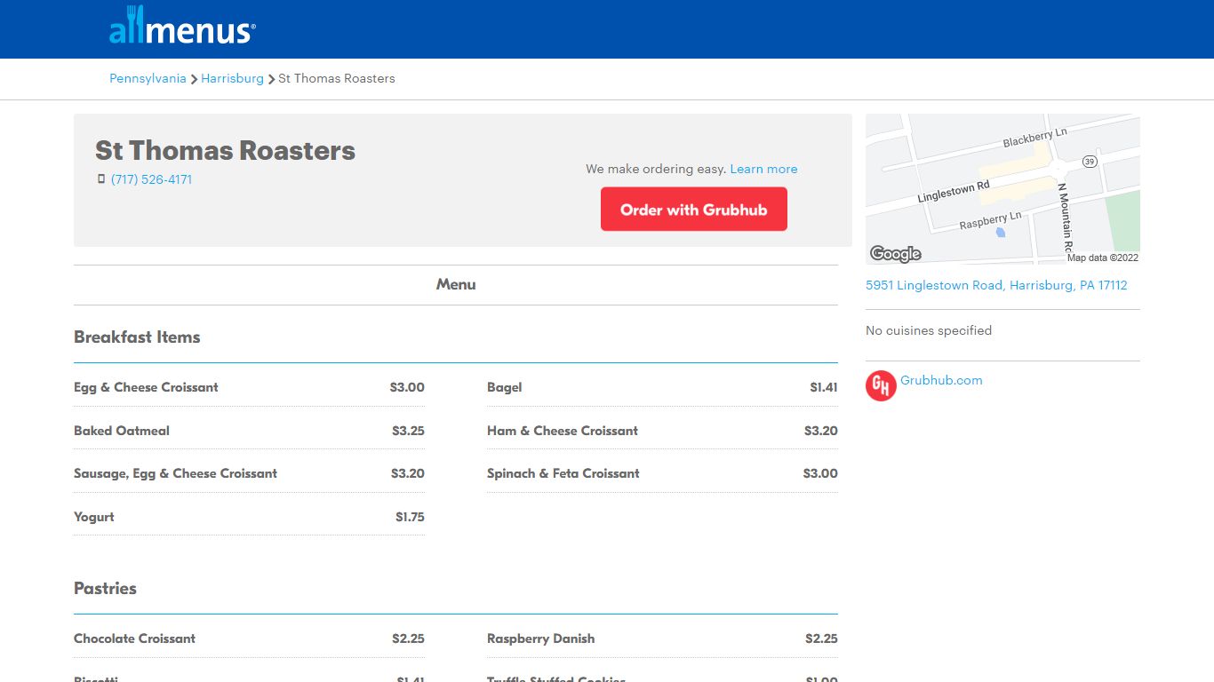 St Thomas Roasters menu - Harrisburg PA 17112 - (877) 585-1085 - Allmenus